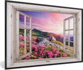 Gards Tuinposter Doorkijk Oude Stad in Toscane, Italië - 90x60 cm - Tuindoek