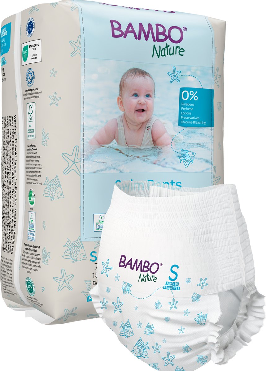 Bambo Nature Zwemluierbroekjes Small 7-12 kg 12 stuks