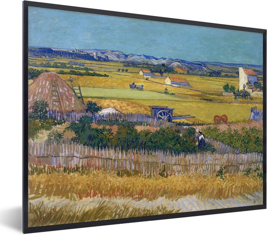 Fotolijst incl. Poster - De oogst - Vincent van Gogh - 80x60 cm - Posterlijst