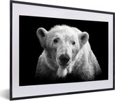 Fotolijst incl. Poster - IJsbeer - Dier - Zwart - Wit - 60x40 cm - Posterlijst