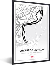 Fotolijst incl. Poster - Monaco - Formule 1 - Circuit de Monaco - Racebaan - Circuit - Wit - 20x30 cm - Posterlijst