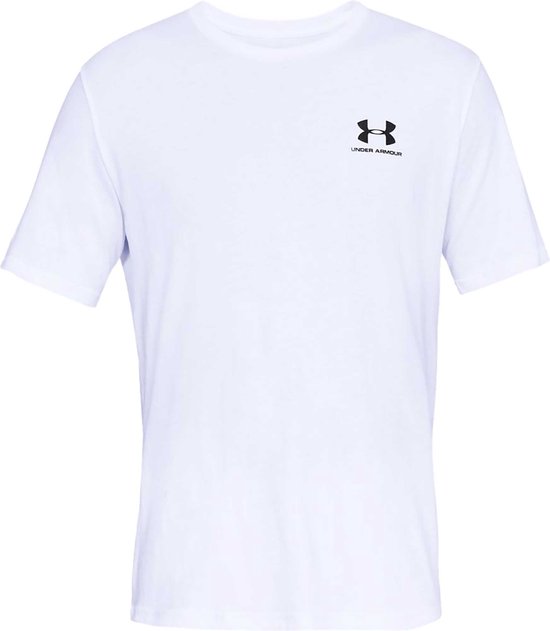 Under Armour UA M SPORTSTYLE LC SS Heren Sportshirt - Wit - Zwart