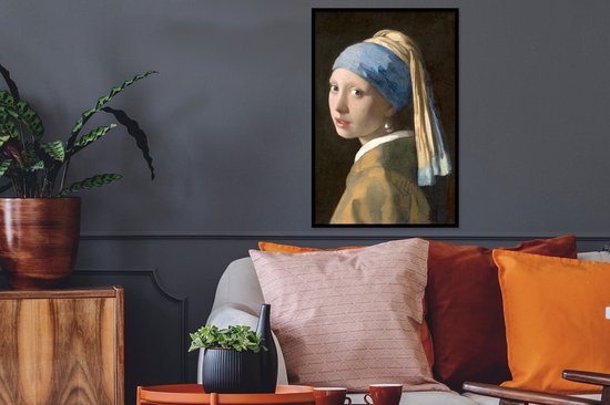 Cadre photo avec affiche - Fille à la boucle d'oreille en perle - Peinture de Johannes Vermeer - 40x60 cm - Cadre pour affiche