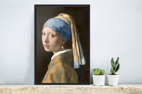 Cadre photo avec affiche - Fille à la boucle d'oreille en perle - Peinture de Johannes Vermeer - 40x60 cm - Cadre pour affiche