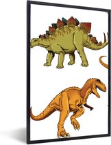 Poster in fotolijst kinderen - Dinosaurus - Tekening - Kinderen - Jongens - Wanddecoratie jongens - Kinder decoratie - 60x90 cm - Poster kinderkamer