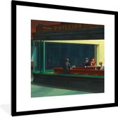 Fotolijst incl. Poster - Nighthawks - Edward Hopper - 40x40 cm - Posterlijst