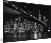 Fotolijst incl. Poster - New York - Brooklyn - Bridge - 30x20 cm - Posterlijst