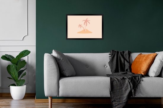 Photo encadrée - Illustration d'un cadre photo abstrait île tropicale noir sans passe partout 30x20 cm - Affiche encadrée (Décoration murale salon / chambre)