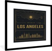 Image encadrée - Vue de la ville Los Angeles - Cadre photo noir noir avec passe partout blanc 40x40 40x40 cm - Affiche encadrée (Décoration murale salon / chambre)