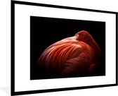 Fotolijst incl. Poster - Flamingo - Veren - Roze - 90x60 cm - Posterlijst
