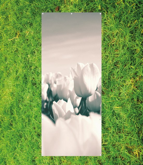 Foto: Grafdoek tijdelijk 75x180cm witte bloemen tulpen wit liefde natuur gedenkdoek graf graf decoratie grafsteen herdenking tijdelijke grafbedekking gedenkmonument grafmonument begrafenis gedenken rustplaats