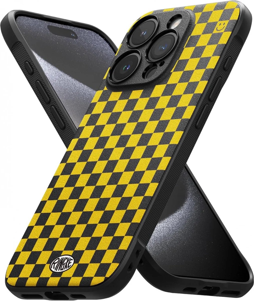 Geschikt voorRingke Onyx Design iPhone 15 Pro Max Hoesje Flexibel TPU Checkerboard