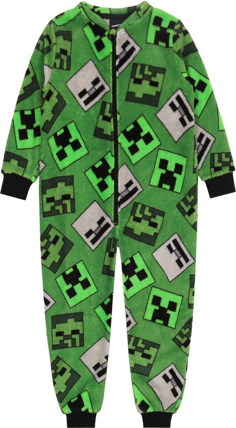 Minecraft Lange Pyjama Onesie - Jumpsuite - Groen - 98/104 CM (3 / 4 jaar)