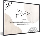 Fotolijst incl. Poster - Spreuken - Keuken definitie - Quotes - Kitchen - Woordenboek - 40x30 cm - Posterlijst