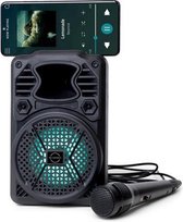 BRAINZ Karaokeset - Inclusief microfoon - LED verlichting - Bluetooth - Zwart / Blauw