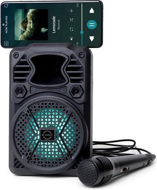 BRAINZ Karaokeset - Inclusief microfoon - LED verlichting - Bluetooth - Zwart / Blauw - Brainz