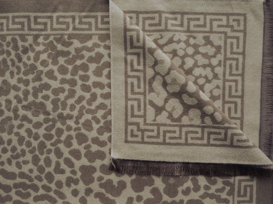 Bijoutheek Sjaal (Fashion) Luipaard meander patroon (190cm x 65cm) Beige