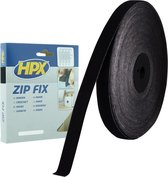 Zip fix klittenband (lus) - zwart 20mm x 25m