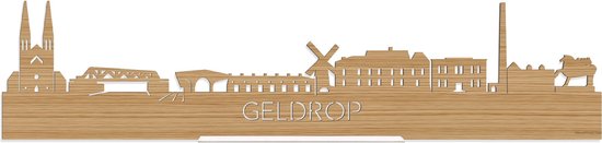 Standing Skyline Geldrop Bamboe hout - 40 cm - Woon decoratie om neer te zetten en om op te hangen - Meer steden beschikbaar - Cadeau voor hem - Cadeau voor haar - Jubileum - Verjaardag - Housewarming - Aandenken aan stad - WoodWideCities