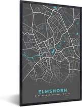 Fotolijst incl. Poster - Stadskaart – Elmshorn – Duitsland – Plattegrond – Kaart - 80x120 cm - Posterlijst