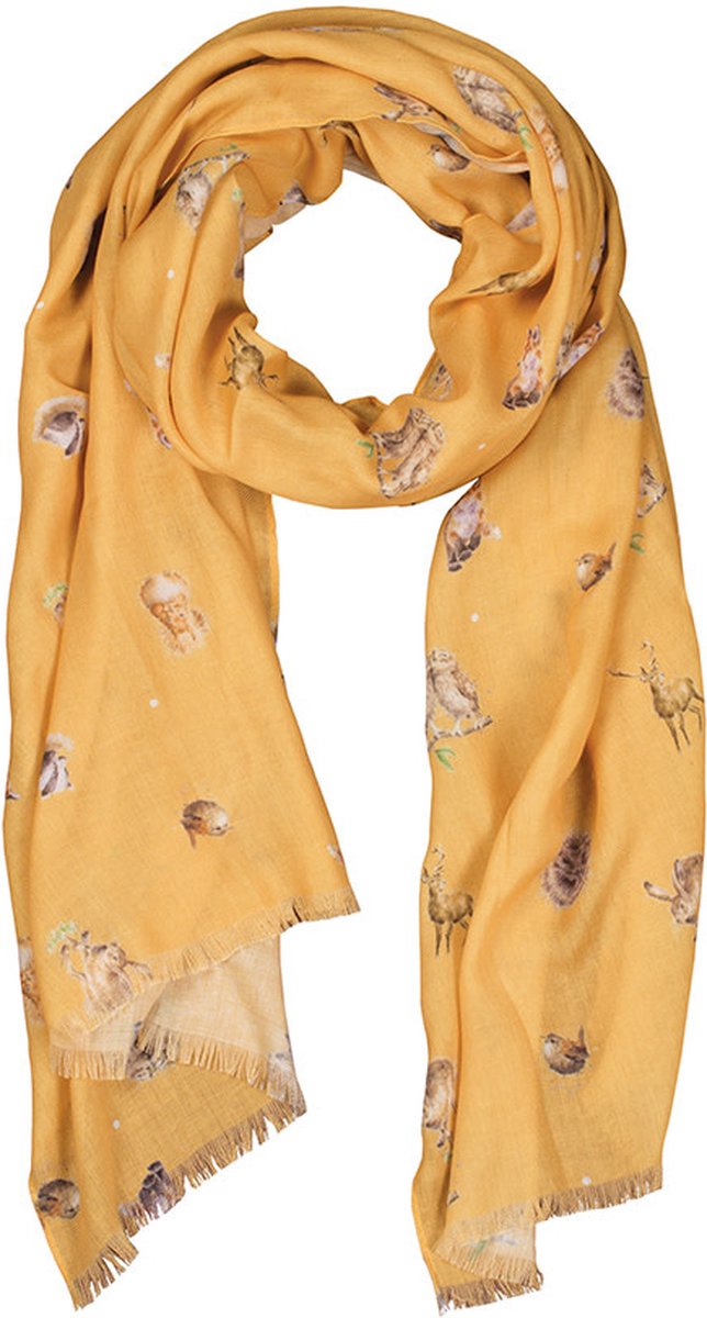 Wrendale Sjaal - 'Woodlanders' woodland animal honeycomb scarf