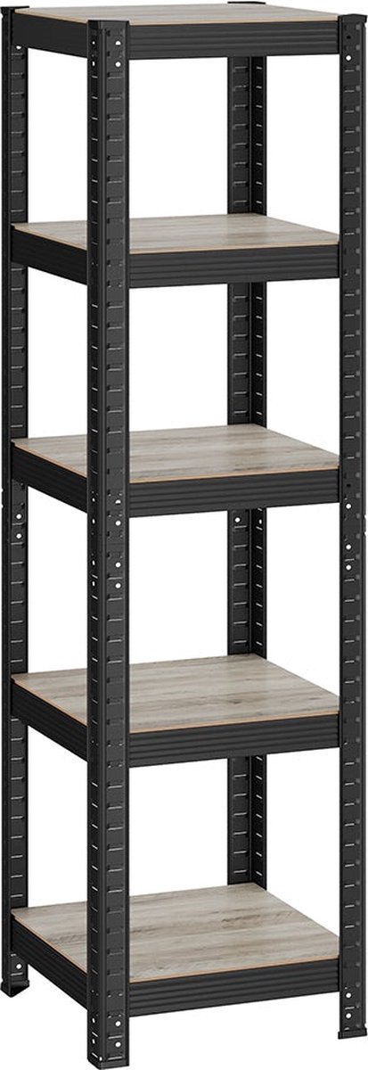 Opbergkast - Kleine stellingskast - Verstelbare planken - 5 Planken - Zwart