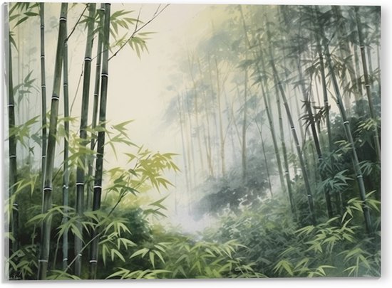 Acrylglas - Bomen - Takken - Bladeren - Bamboe - Groen - 40x30 cm Foto op Acrylglas (Met Ophangsysteem)