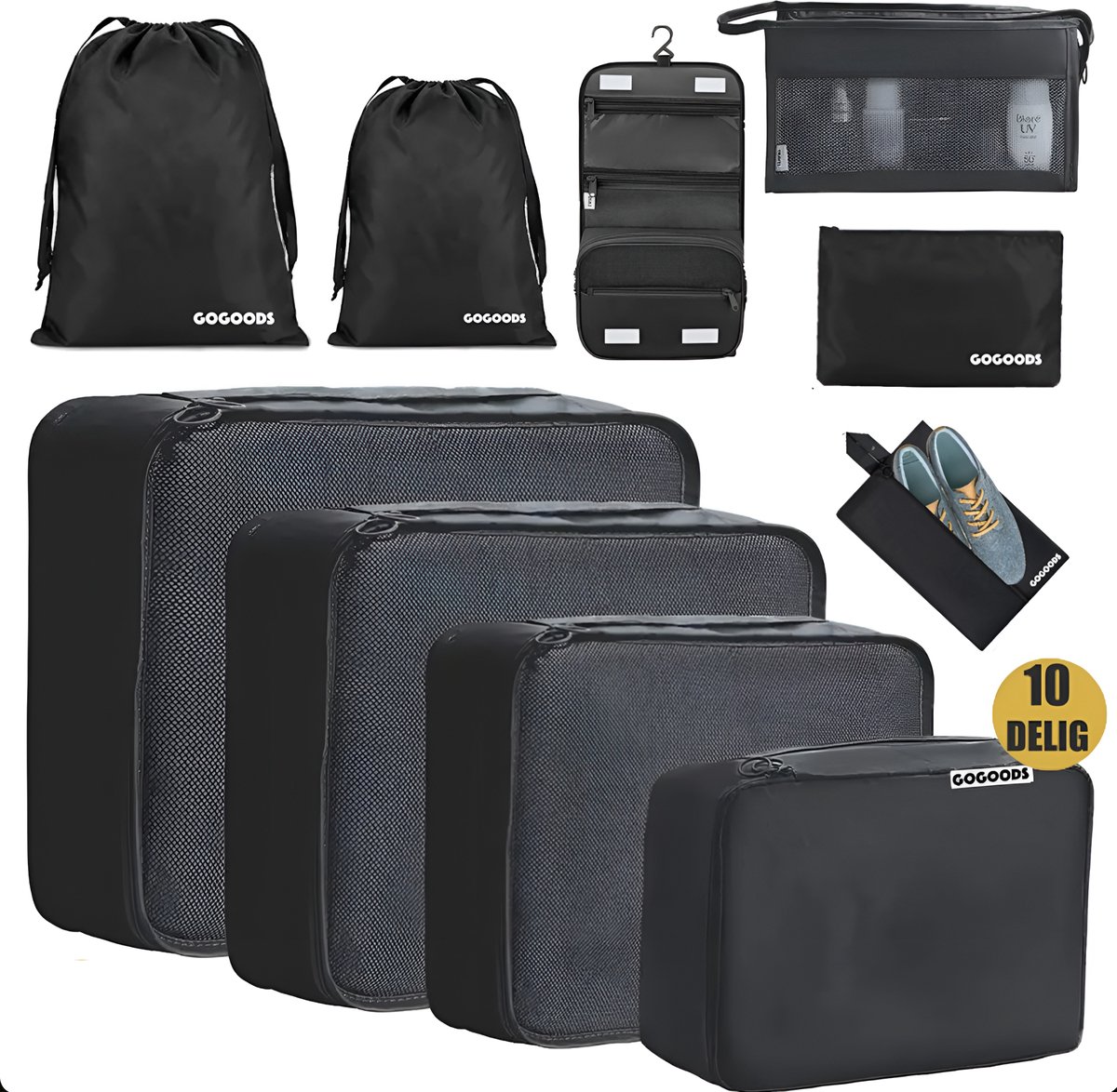 Bol.com GoGoods® Packing Cubes - 10-delige Koffer Organizer Set - Backpack - Travel - Voor Kleding en Bagage aanbieding