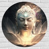 Muursticker Cirkel - Buddha - Licht - Kleuren - 70x70 cm Foto op Muursticker