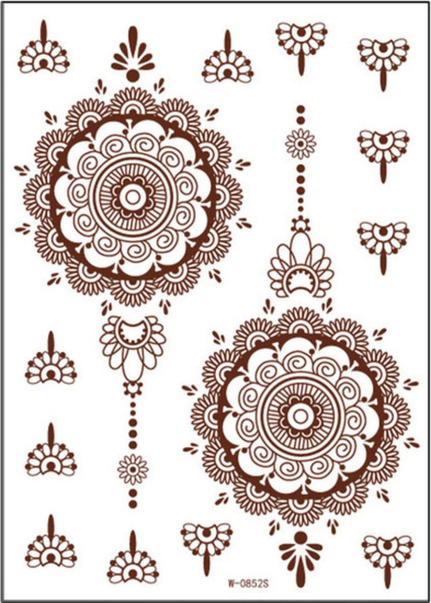 Hiden - Henna tattoo - Neptattoo Volwassenen - Henna Sjabloon - Festival - Outfit - Tattoo set - Bloemen