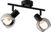 QAZQA vidro - Art Deco Dimbare LED Smart Plafondspot | Spotje | Opbouwspot incl. wifi met Dimmer - 2 lichts - L 41.1 cm - Zwart - Woonkamer | Slaapkamer | Keuken