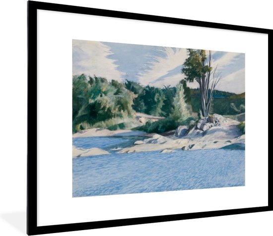 Fotolijst incl. Poster - White river at Sharon - Edward Hopper - 80x60 cm - Posterlijst