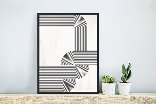 Cadre photo avec affiche - Abstrait - Zwart - Wit - 30x40 cm - Cadre pour affiche