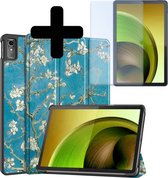 Hoes Geschikt voor Lenovo Tab M10 5G Hoes Luxe Hoesje Book Case Met Screenprotector - Hoesje Geschikt voor Lenovo Tab M10 5G Hoes Cover - Bloesem