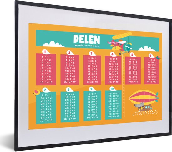 Fotolijst incl. Poster - Kinderkamer - Delen - Rekenen - Meiden - Jongetjes - Kinderen - Kind - 60x40 cm - Posterlijst