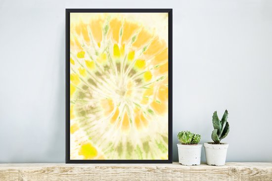 Fotolijst incl. Poster - Tie dye - Geel - Oranje - 40x60 cm - Posterlijst