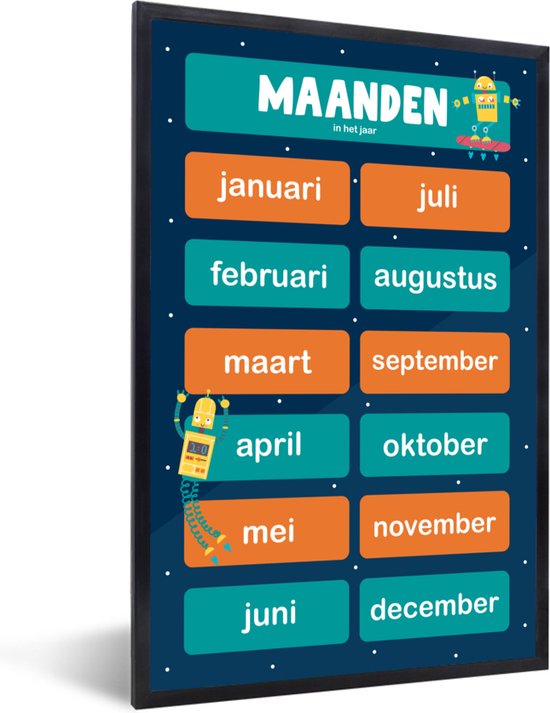 Fotolijst incl. Poster - Kinderkamer - Educatief - Maanden - Meiden - Jongetjes - Kinderen - 40x60 cm - Posterlijst