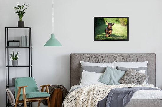 Image encadrée - Cadre photo Teckel sprint noir 60x40 cm - Affiche encadrée (Décoration murale salon / chambre)