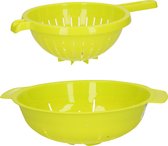 Plasticforte Keuken vergieten/zeef - set 2x - kunststof - groen - dia 23 en 25 cm