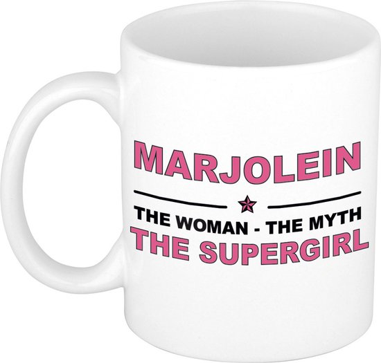 Nom du cadeau Marjolein - La femme, le mythe la tasse à café supergirl / tasse 300 ml - nom / noms tasses - cadeau pour anniversaire / fête des mères / retraite / succès / merci