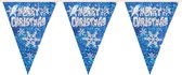 Henbrandt kerst vlaggenlijn Merry Christmas - blauw - 360 cm - vlaggetjes - kerstversieringq