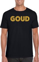 Bellatio Decorations feest t-shirt voor heren goud - glitter tekst - foute party/carnaval - zwart XL