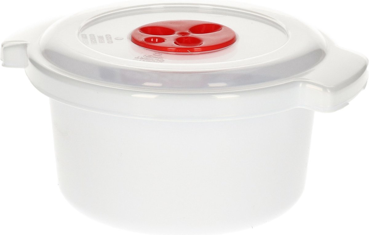 PlasticForte Magnetronschaal - deksel/ventiel - 500 ml - wit - kunststof - BPA vrij