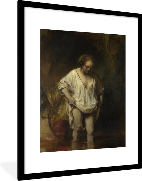 Fotolijst incl. Poster - Badende vrouw - Rembrandt van Rijn - 60x80 cm - Posterlijst