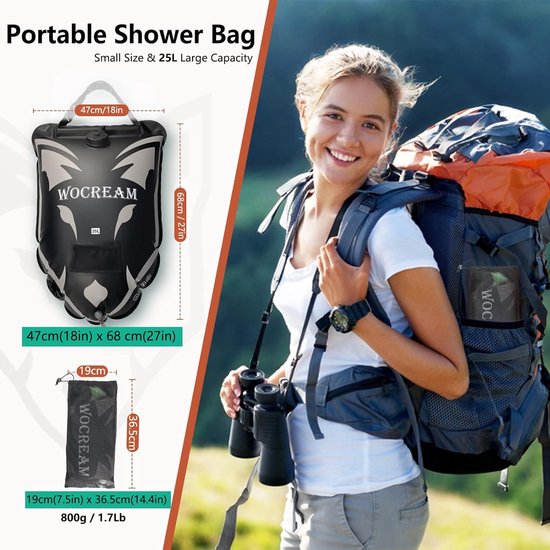 douche de camping, outdoor, 25 litres, sac de douche de camping, grand  débit d'eau