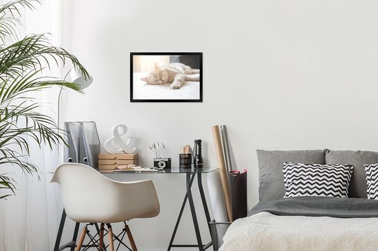 Chat dort sur un lit 30x20 cm - petit