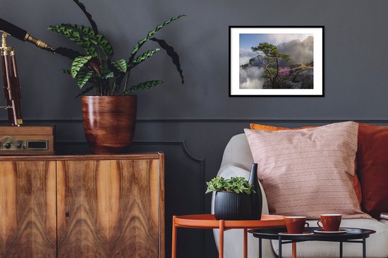 Cadre photo avec affiche - Fleurs - Violet - Arbre - 40x30 cm - Cadre pour affiche