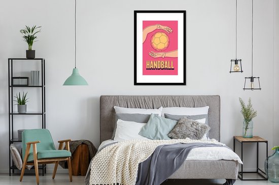 Handball sur fond rose 60x90 cm