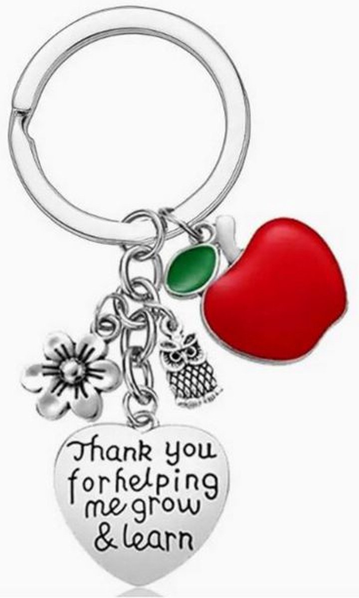 Sleutelhanger voor juf of meester | Thank you for helping me grow & learn | afscheid | juffendag | bedankje
