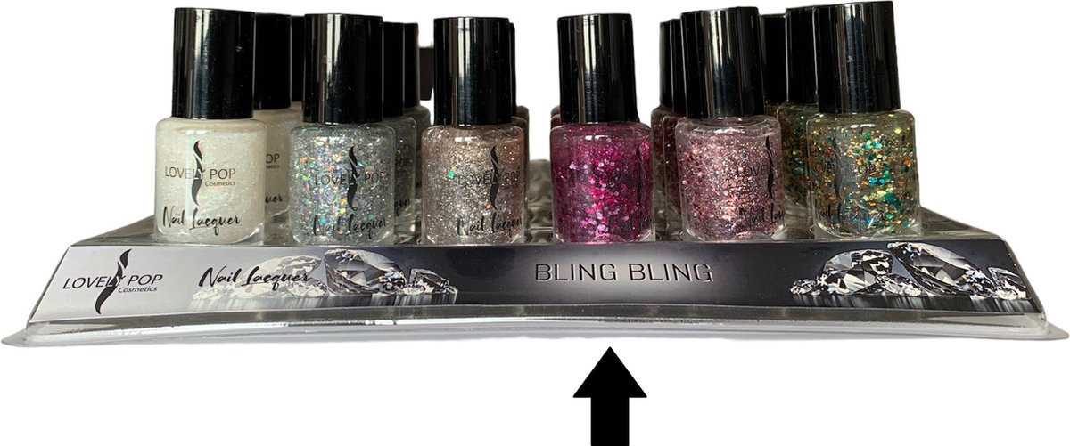 Goedkoopste Lovely Pop Cosmetics - Nagellak - Transparant met lila en fel roze gekleurde glitters - Nummer 25